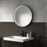 Kuto Circular Floating Edge Matt Black Round LED Mirror - 600mm - ER48