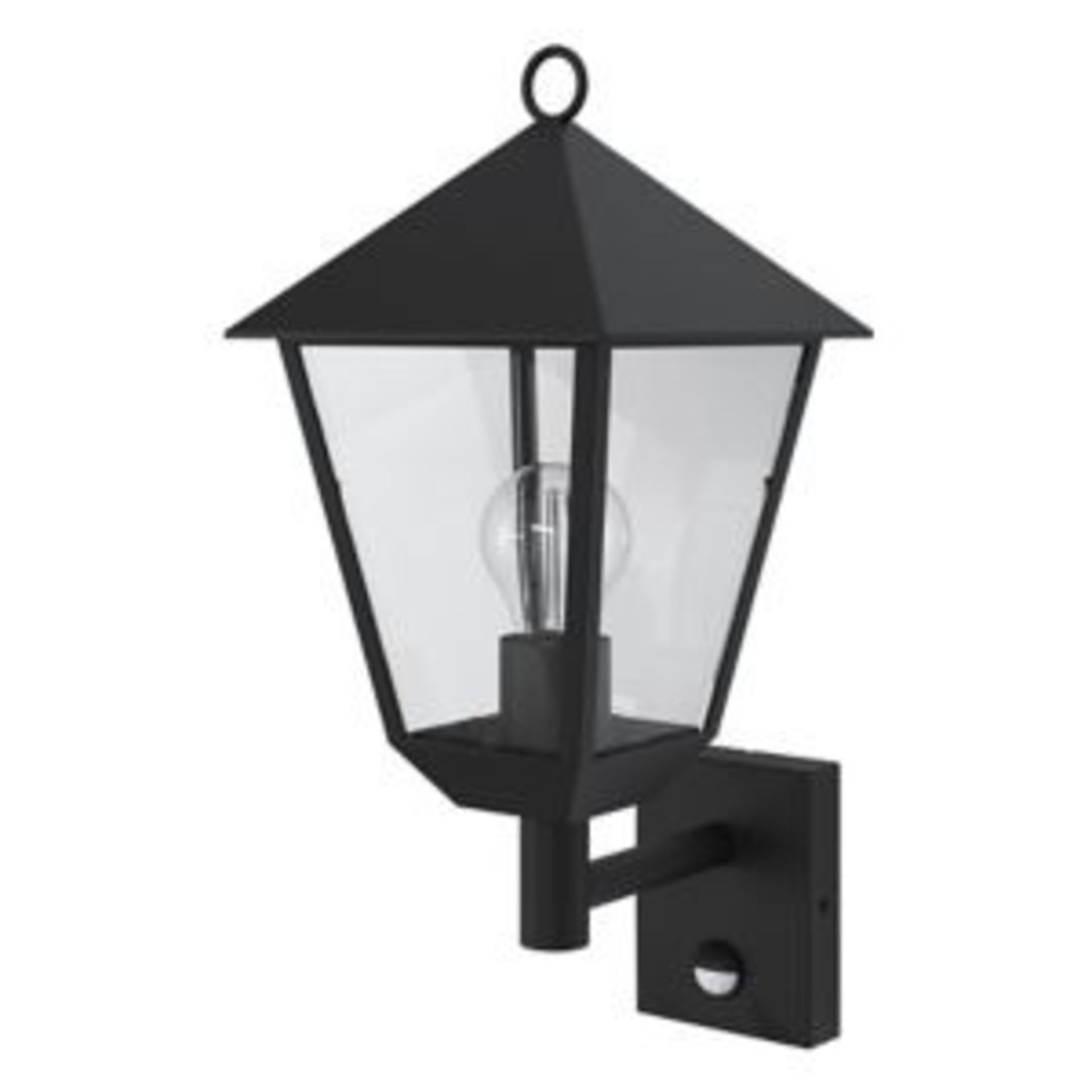 GoodHome Docker Fixed Matt Black Pir Motion Sensor Outdoor Lantern Wall Light 25W - ER46