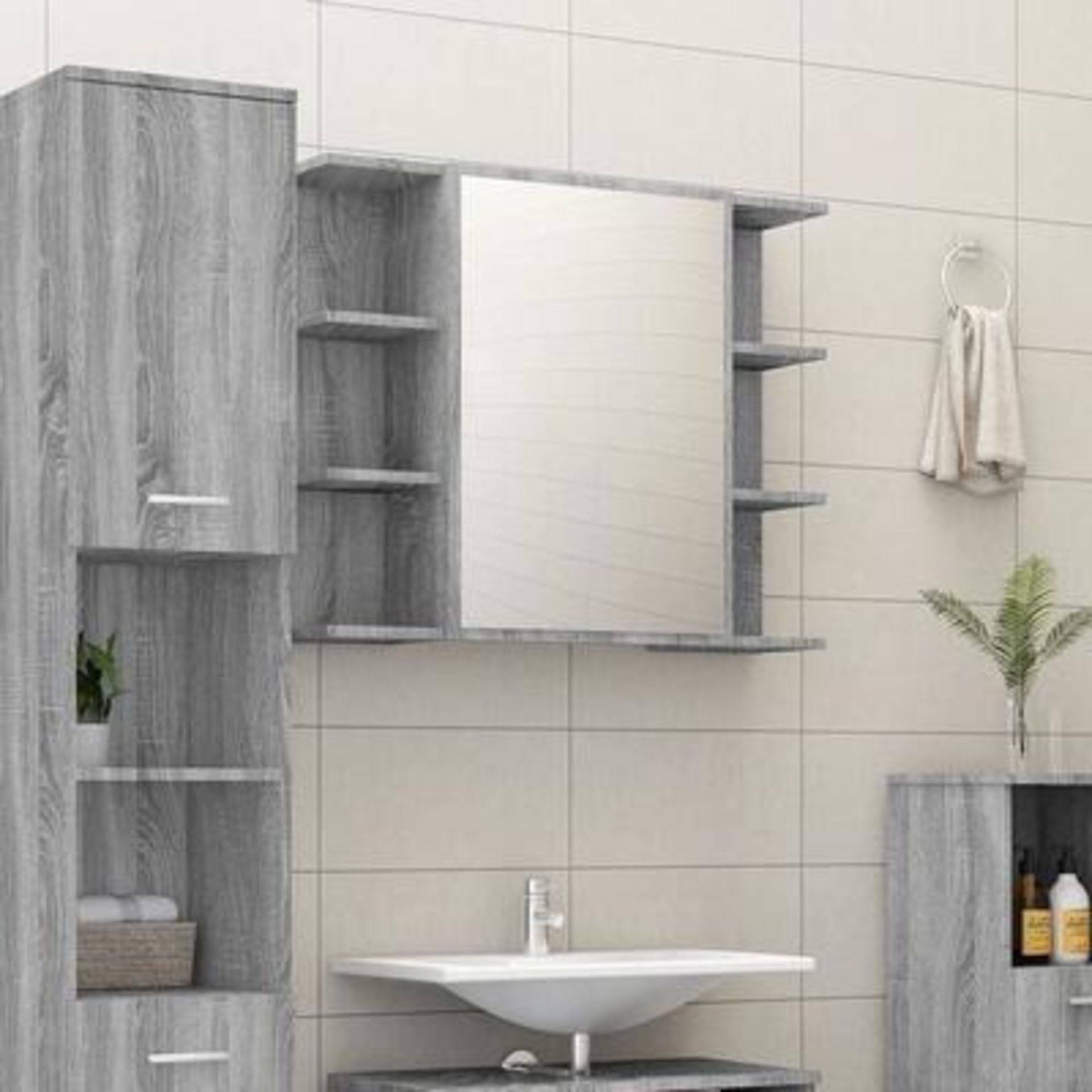 vidaXL LED Bathroom Mirror Cabinet Grey - ER47 *Design may vary
