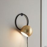 GoodHome Toroba Black Gold Effect Plug-in Wall Light - ER48