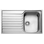 Franke Ascona Polished Stainless Steel 1 Bowl Sink & Drainer (W)510mm X (L)860mm - ER47