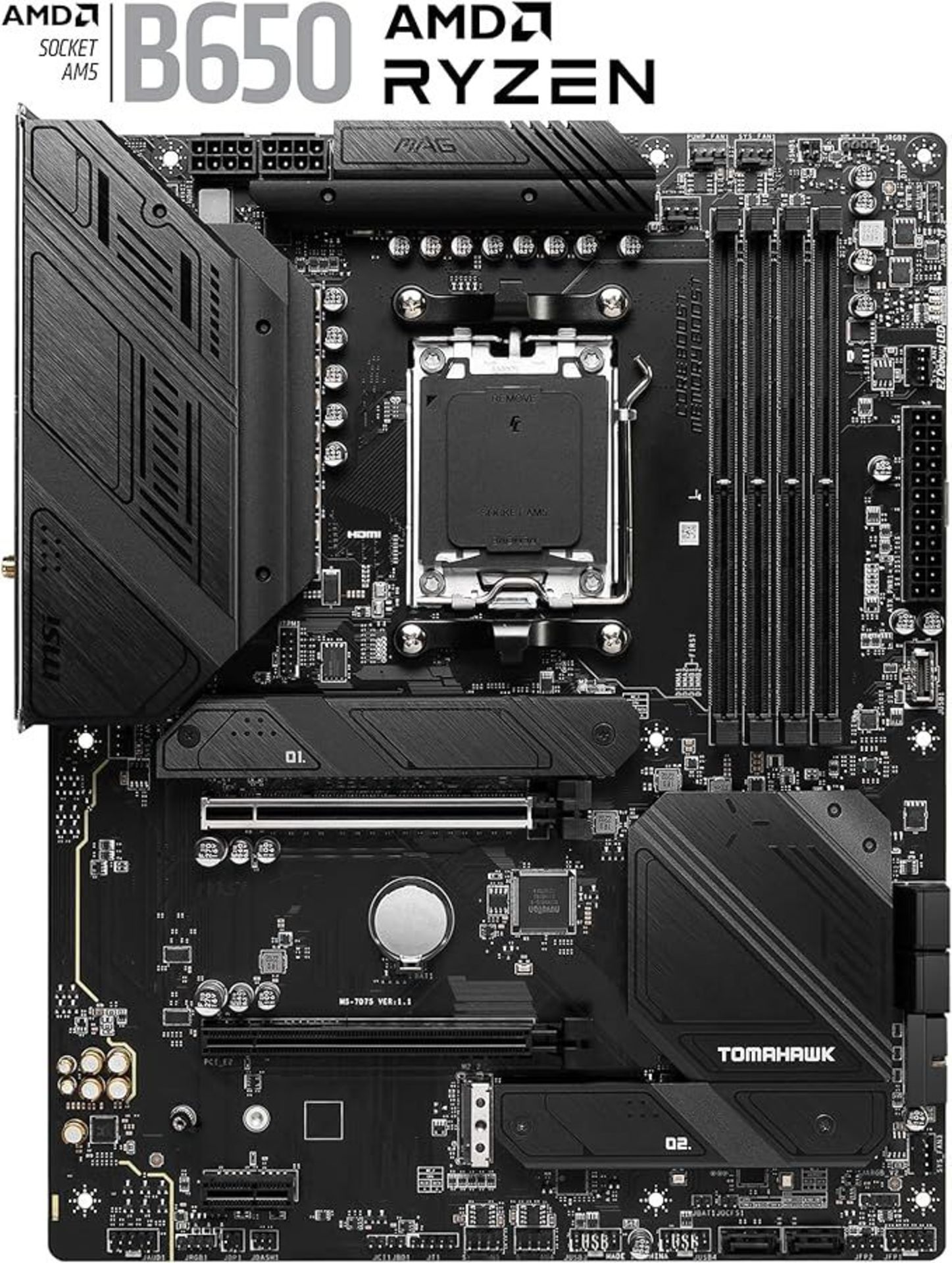 MSI MAG B650 TOMAHAWK WIFI Motherboard - PCKBW. RRP £329.99., ATX - Supports AMD Ryzen 7000 Series
