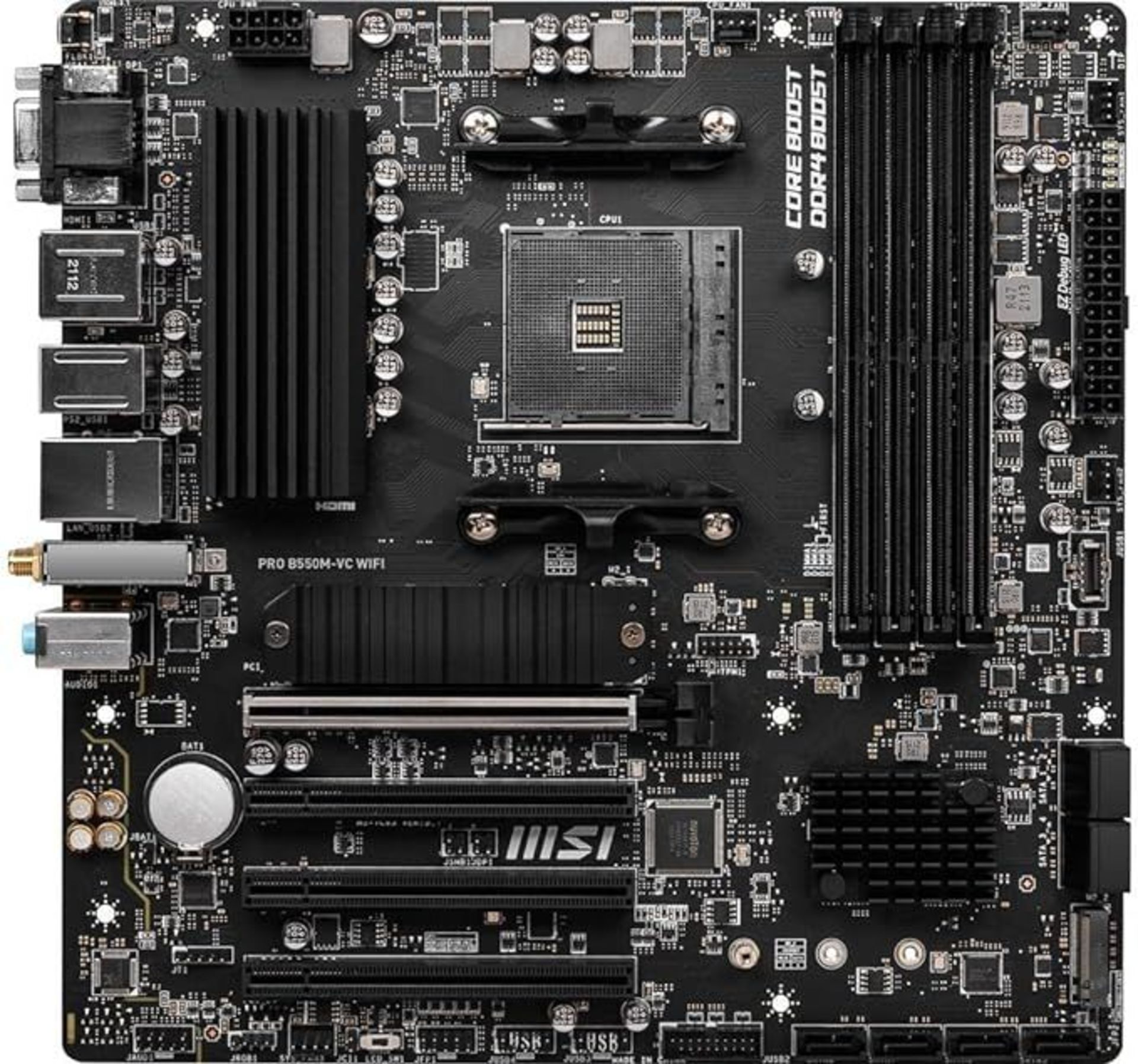 MSI PRO B550M-VC WiFi ProSeries Motherboard (AMD AM4, DDR4, PCIe 4.0, SATA 6Gb/s, M.2, USB 3.2 Gen