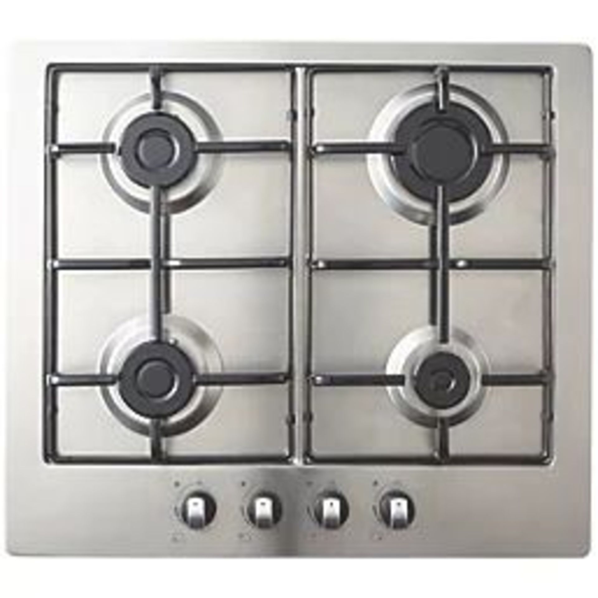 COOKE & LEWIS GAS HOB STAINLESS STEEL 58CM. - R9BW. Stainless steel hob with 4 zones and the