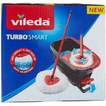 Vileda Turbo smart Microfibre Bucket & mop set. -PW. Vileda's Turbo Smart mop can remove over 99% of