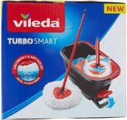Vileda Turbo smart Microfibre Bucket & mop set. -PW. Vileda's Turbo Smart mop can remove over 99% of