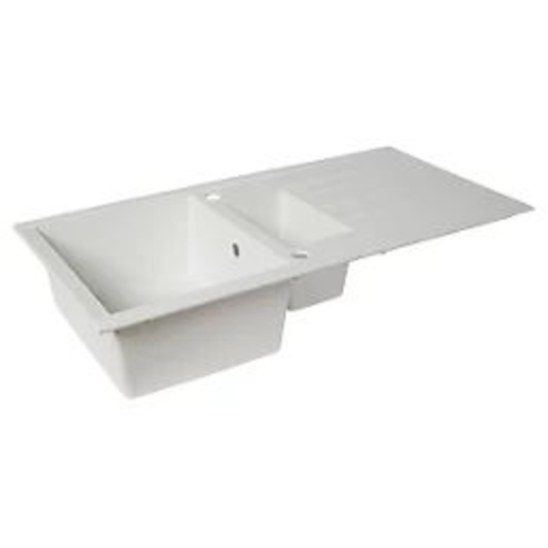 1.5 BOWL PLASTIC & RESIN KITCHEN SINK & DRAINER WHITE REVERSIBLE 1000MM X 500MM. - PW.