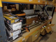 Full Shelf Mixed Lot to include; Mortar Gun, Tile Cutters, Tool Carry Bag, Erbauer Tool & Drill