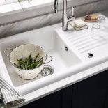 Cooke & Lewis Burbank White Ceramic 1 Bowl Sink & drainer - S2
