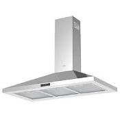 COOKE & LEWIS CHIMNEY HOOD SILVER 898MM. - R9BW. Quiet but powerful cooker hood featuring