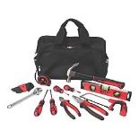 FORGE STEEL TOOL KIT 22 PIECE SET. - S2. A range of tools including hammer, level, hacksaw,
