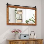 Farmhouse Bathroom Wall Mounted Mirror 40'' x 26'' Explosion-proof Fir Wood Frame - ER24