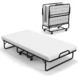 Folding Bed with 10cm Memory Foam Mattress, Portable Foldable Rollaway Guest Bed - ER24