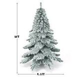 6-ft Snow Flocked Artificial Christmas Tree PVC Hinged Alaskan Pine Tree Holiday - ER24