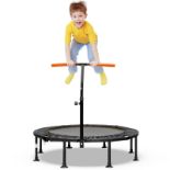 115CM Folding Trampoline Adults Kids Exercise Trampoline W/Adjustable Handrail - ER24