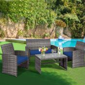 4PCS Outdoor Rattan Furniture Patio Conversation Sofa Set - ER24