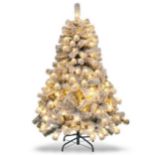 4.5 Feet Flocked Christmas Tree with 295 Tips and 150 LED Lights - ER24
