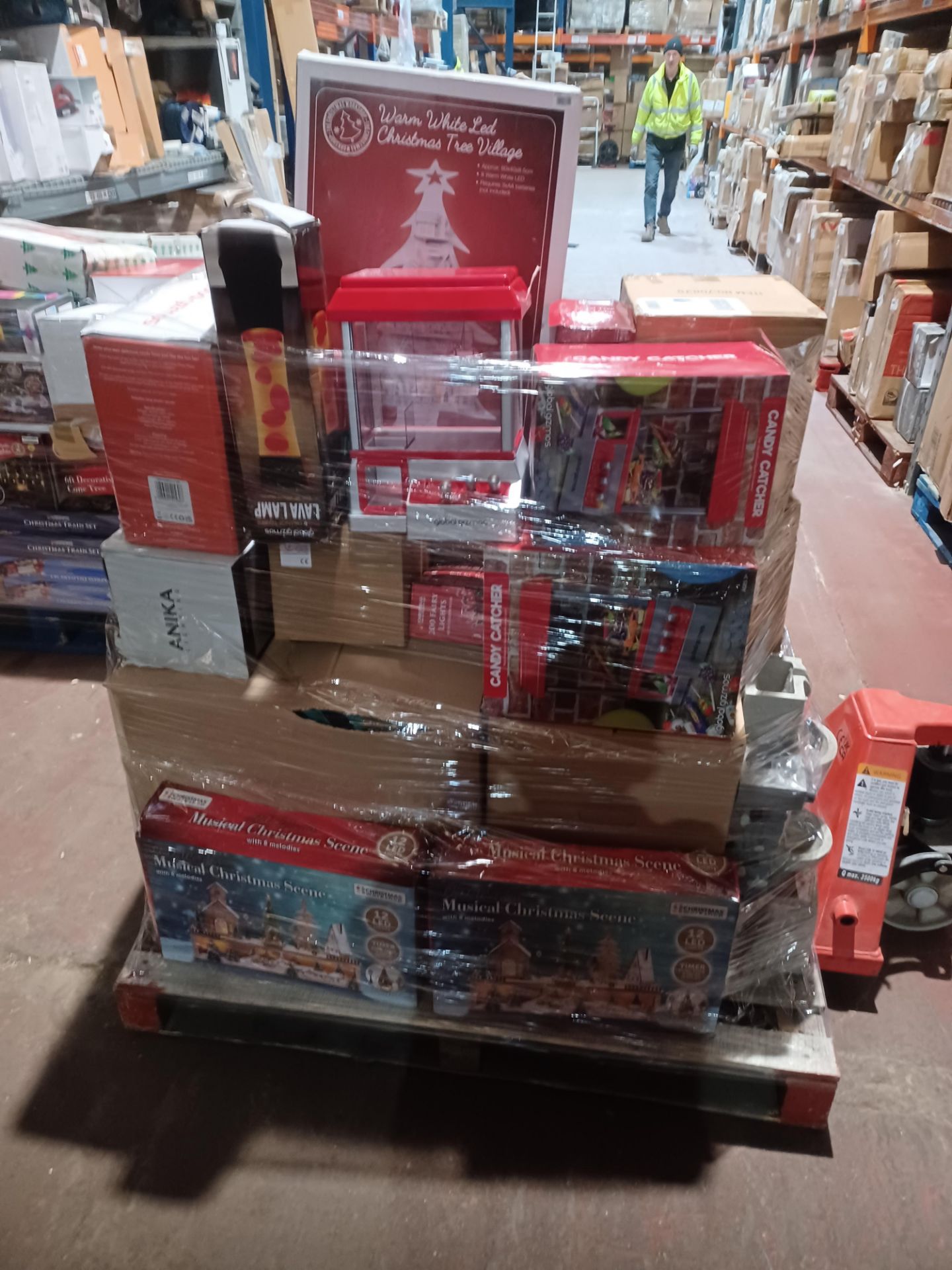 Pallet of Goods to contain; Christmas Goods, Electrical Household Goods, Kids Games, Candy Floss