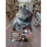 Pallet of Goods to contain; Airbed, LED Lighting, Fairy Lights, Kids Arcade Games, Lamps, Bins,