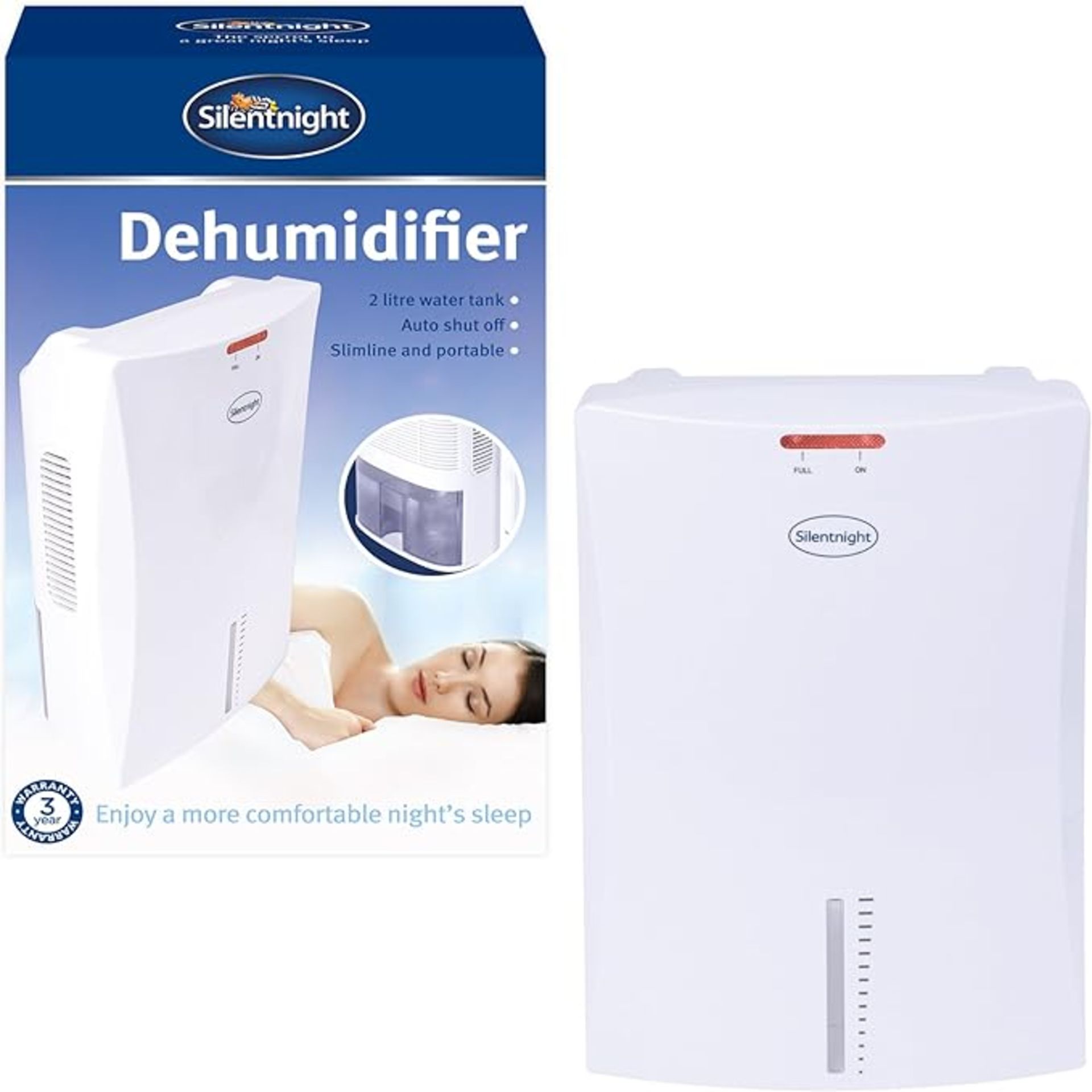 Silentnight 38040 Thermoelectric Dehumidifier 600ml / Auto Shut Off / 2L Water Tank/Slimline and
