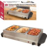 2 x Quest 16520 Compact Buffet Server and Warming Tray / 3 x 1.2L Trays / 200W / Rapid Heating/