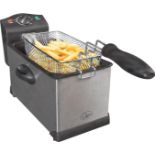 Quest 35140 3 Litre Stainless Steel Deep Fat Fryer / 130-190°C Adjustable Temperature / Lid