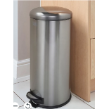 Trade lot 5 x BLACK+DECKER 61119 30L Dark Stainless Steel Dome Shaped Pedal Bin With Soft Close