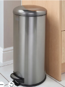 Trade lot 5 x BLACK+DECKER 61119 30L Dark Stainless Steel Dome Shaped Pedal Bin With Soft Close