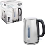 Quest 35349 Stainless Steel Electric Kettle / 1.7 Litre Capacity - 6 Cups/Fast Boiling / 3000W /