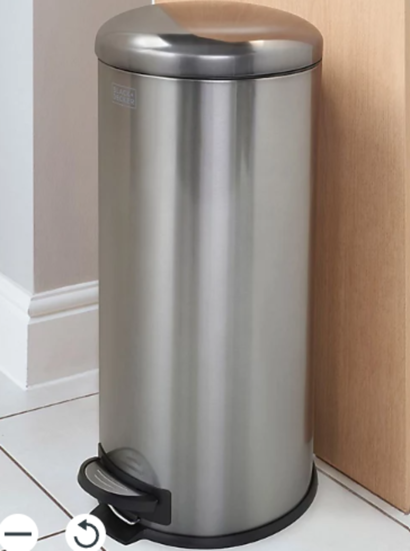 BLACK+DECKER 61119 30L Dark Stainless Steel Dome Shaped Pedal Bin With Soft Close Lid - R9.2.