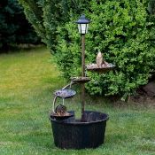 GardenKraft 12260 Cascading Water Fountain And Pump/Mains Operated With Solar Lamp Post Light