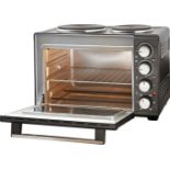 Quest 35379 26L Twin Hob Countertop Rotisserie and Convection Mini Oven/Adjustable Temperature. -