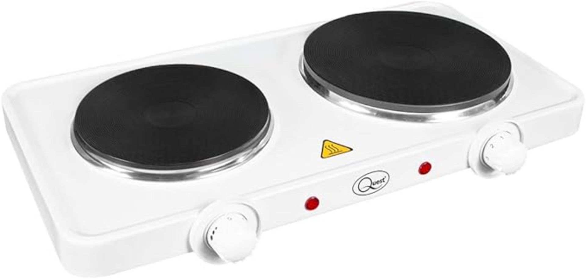 Quest 35250 Electric Twin Hot Plate Control 1000W & 1500W Hobs / 5 Temperature Settings/Portable,