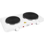 Quest 35250 Electric Twin Hot Plate Control 1000W & 1500W Hobs / 5 Temperature Settings/Portable,