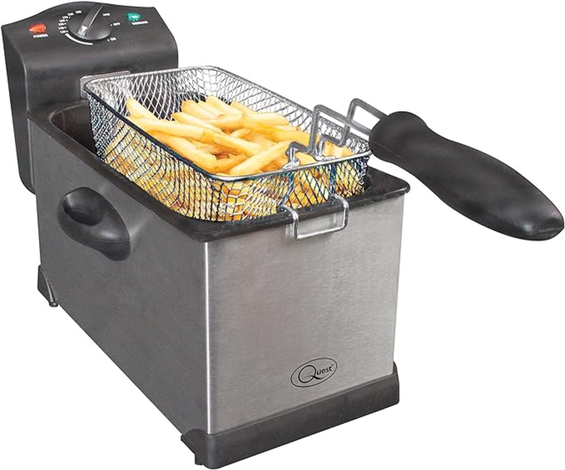 3 x Quest 35140 3 Litre Stainless Steel Deep Fat Fryer / 130-190°C Adjustable Temperature / Lid