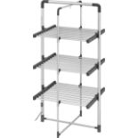 BLACK+DECKER 63099 3-Tier Heated Clothes Airer Aluminium. - BW. Holds up to 15kg of washing on 21m