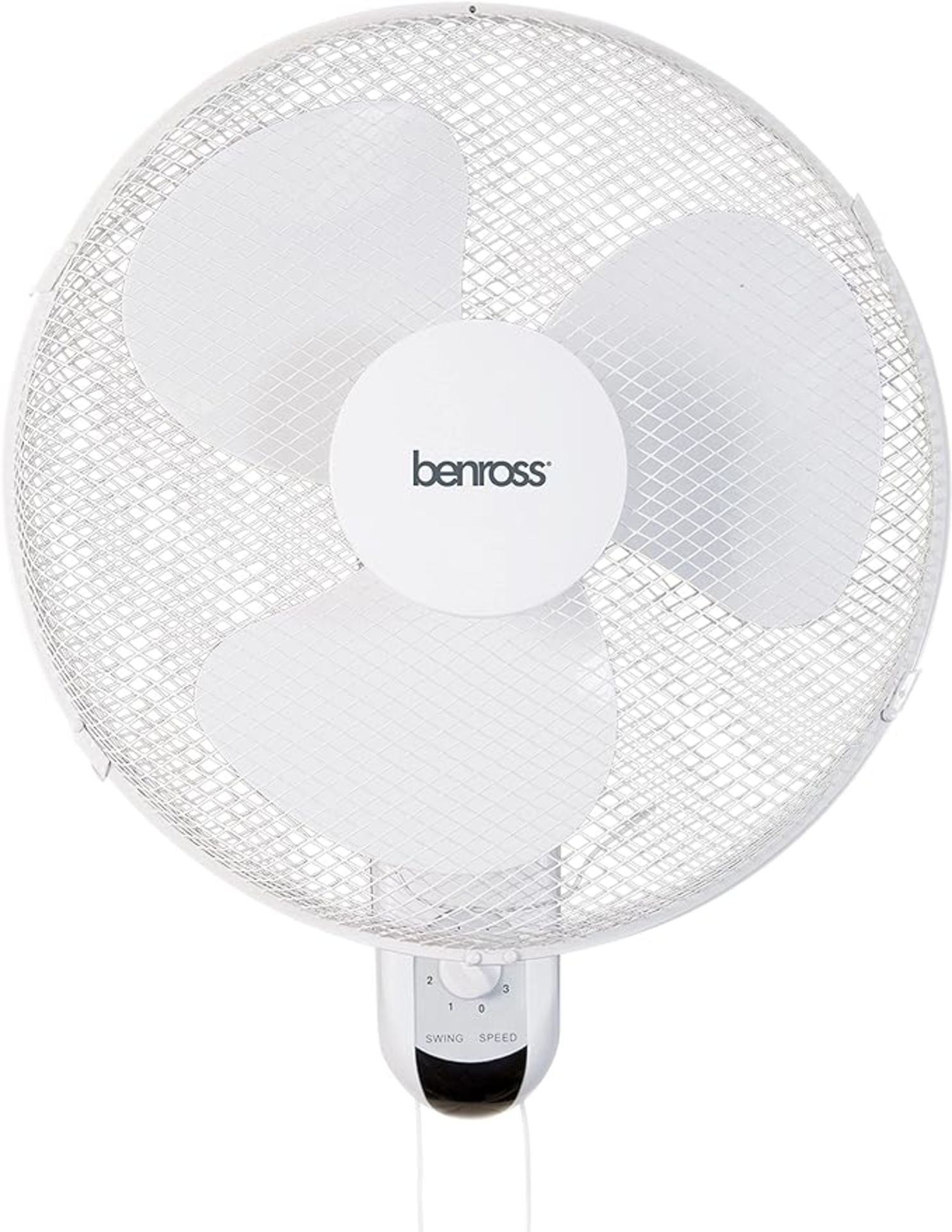 Benross 43820 16-Inch Wall Mounted Fan/Oscillating & Tilting Functions / 3 Speed Controls/Safe