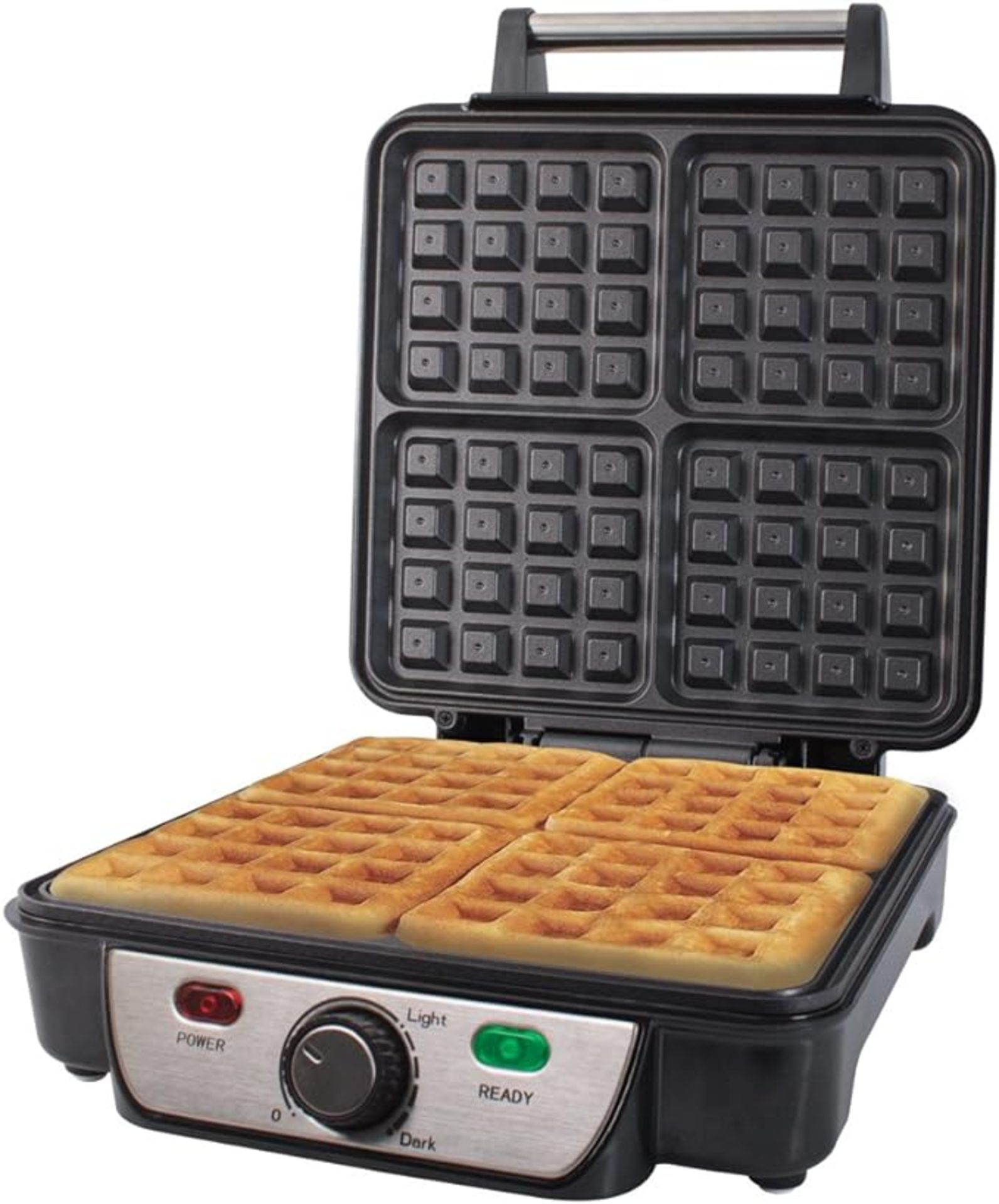 Quest 35940 Four Slice Deep Fill Waffle Maker / Non-Stick Hot Plates / Adjustable Temperature /