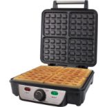 Quest 35940 Four Slice Deep Fill Waffle Maker / Non-Stick Hot Plates / Adjustable Temperature /