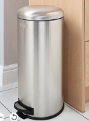 BLACK+DECKER 61259 30L Stainless Steel Dome Shaped Pedal Bin With Soft Close Lid. - BW