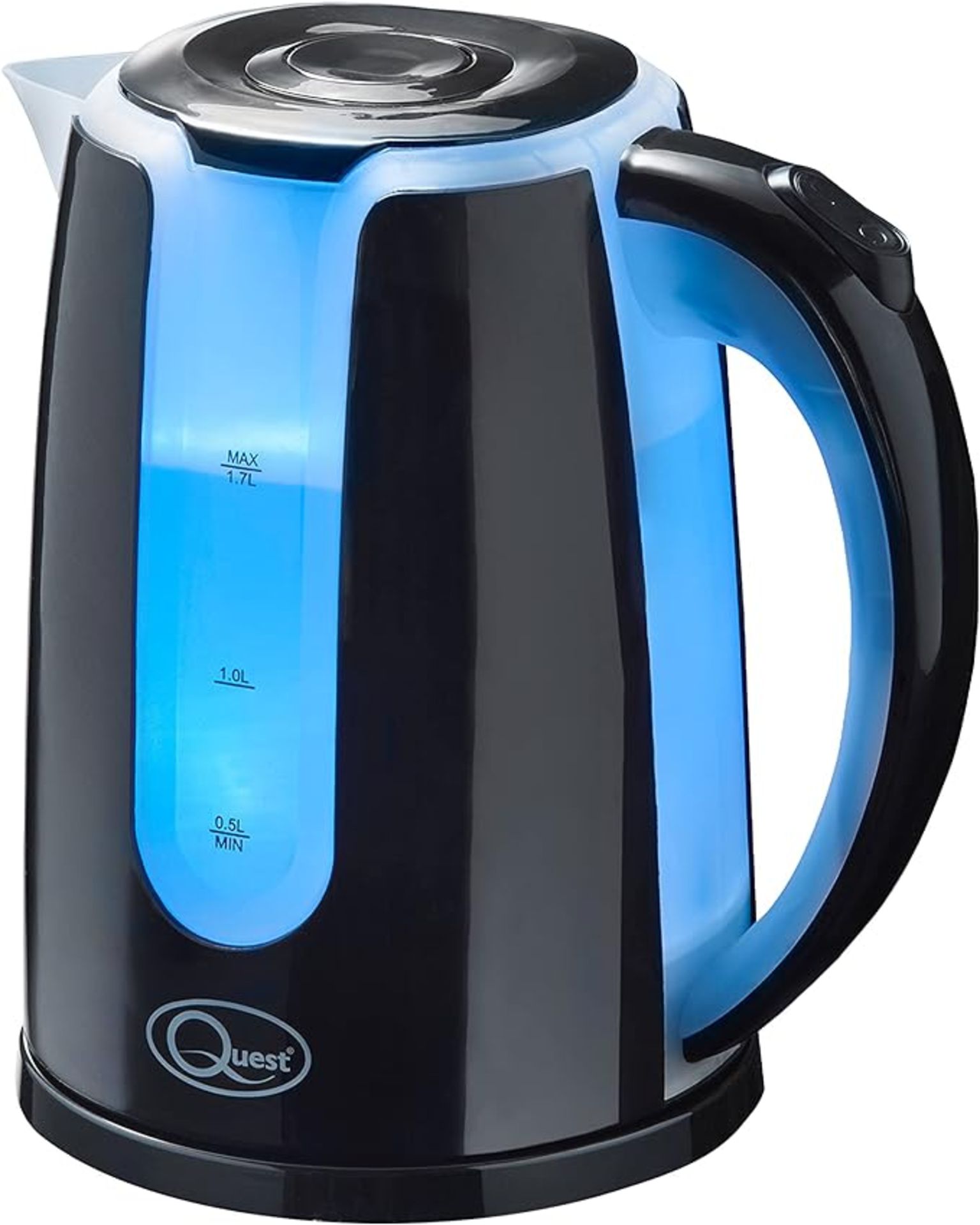 Quest 35929 Cordless Dual LED Illuminated Kettle / 1.7 Litre Capacity / 360° Swivel Base / Pop-Up