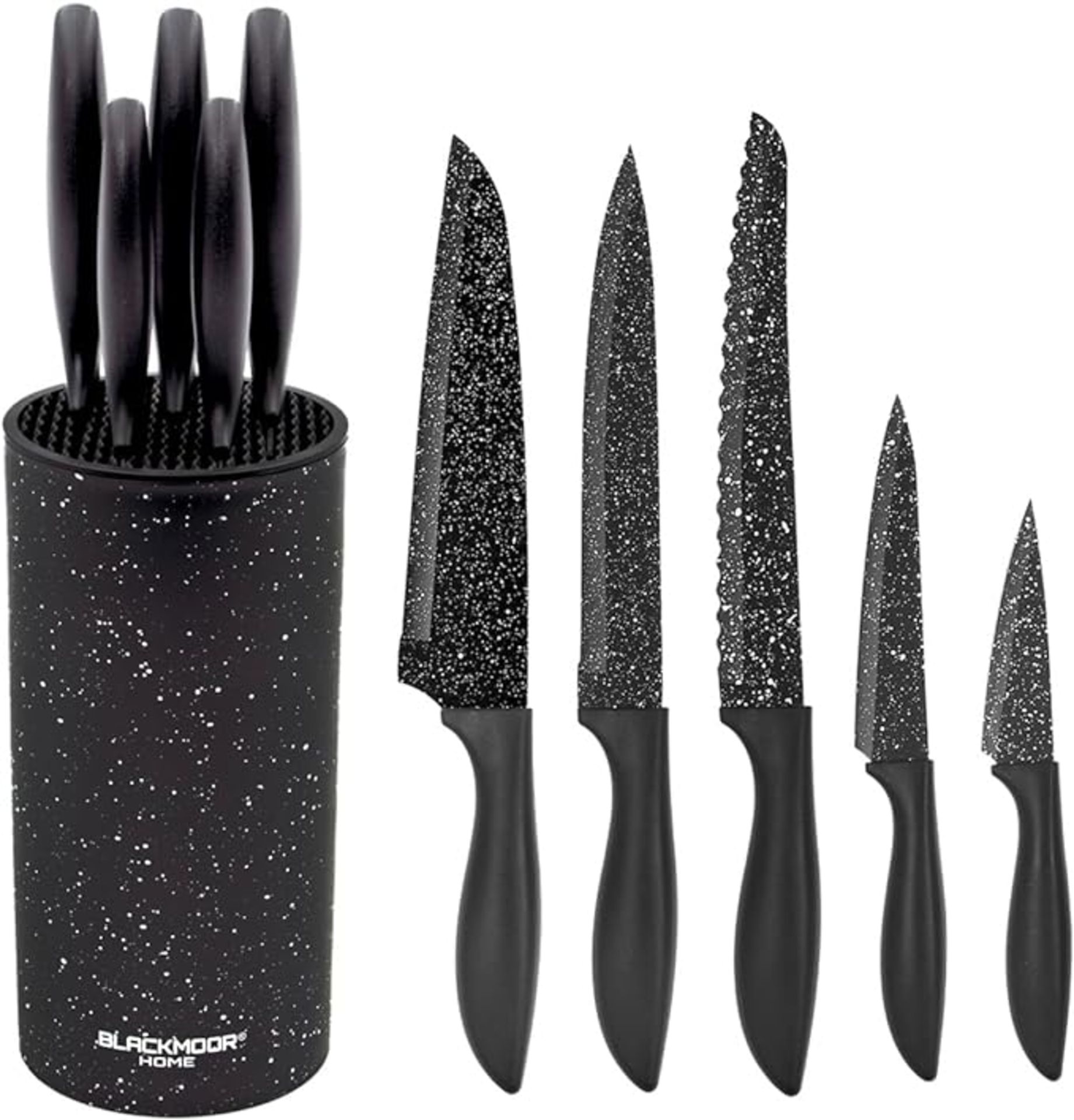 2 x Blackmoor 66929 5-Piece Knife Set/Comes with Freestanding Storage Block/Stainless Steel Knives/