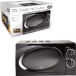 Quest 35860 Classic Dial Microwave Cook Reheat and Defrost, Black, H26 x W32 x L46cm, 20 Litre,