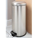 3 x BLACK+DECKER 61259 30L Stainless Steel Dome Shaped Pedal Bin With Soft Close Lid - BW