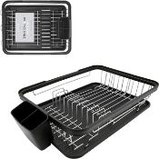 Anika 69049 Kitchen Dish Drainer Rack/Separate Cutlery Holder/Removable Drip Tray/Black Colour /