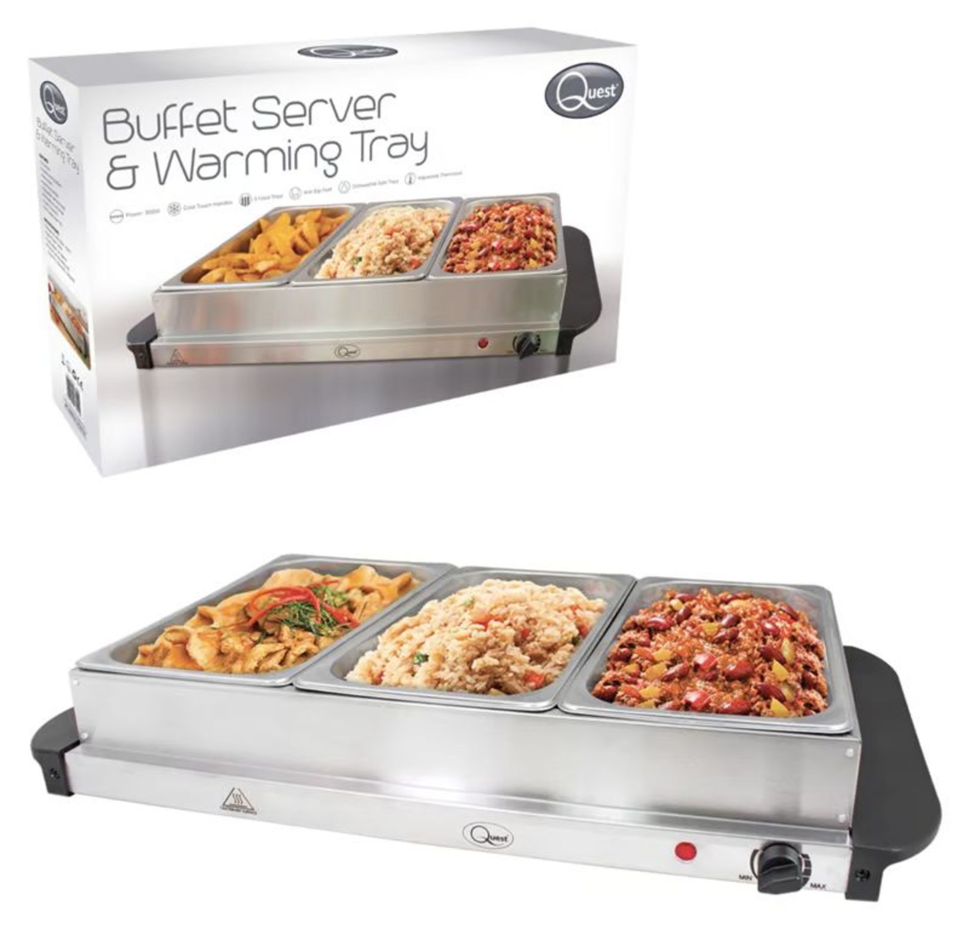 Quest Large Buffet Server & Warming Plate. - R9.1.. Quick and easy to set up and use. It has three
