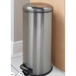 2 x BLACK+DECKER 61119 30L Dark Stainless Steel Dome Shaped Pedal Bin With Soft Close Lid- BW
