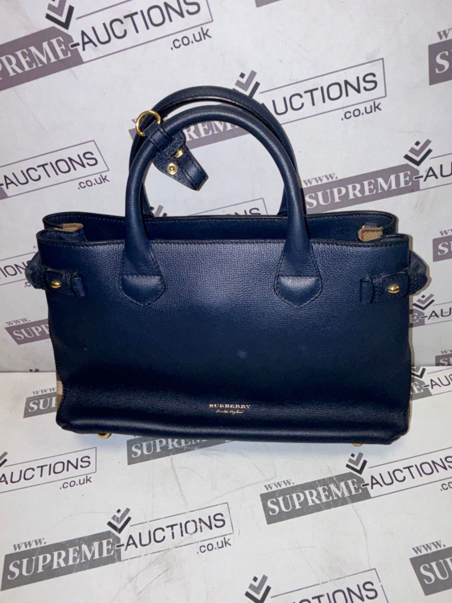 Genuine Burberry banner leather handbag Navy. (strap not included) - Image 4 of 12
