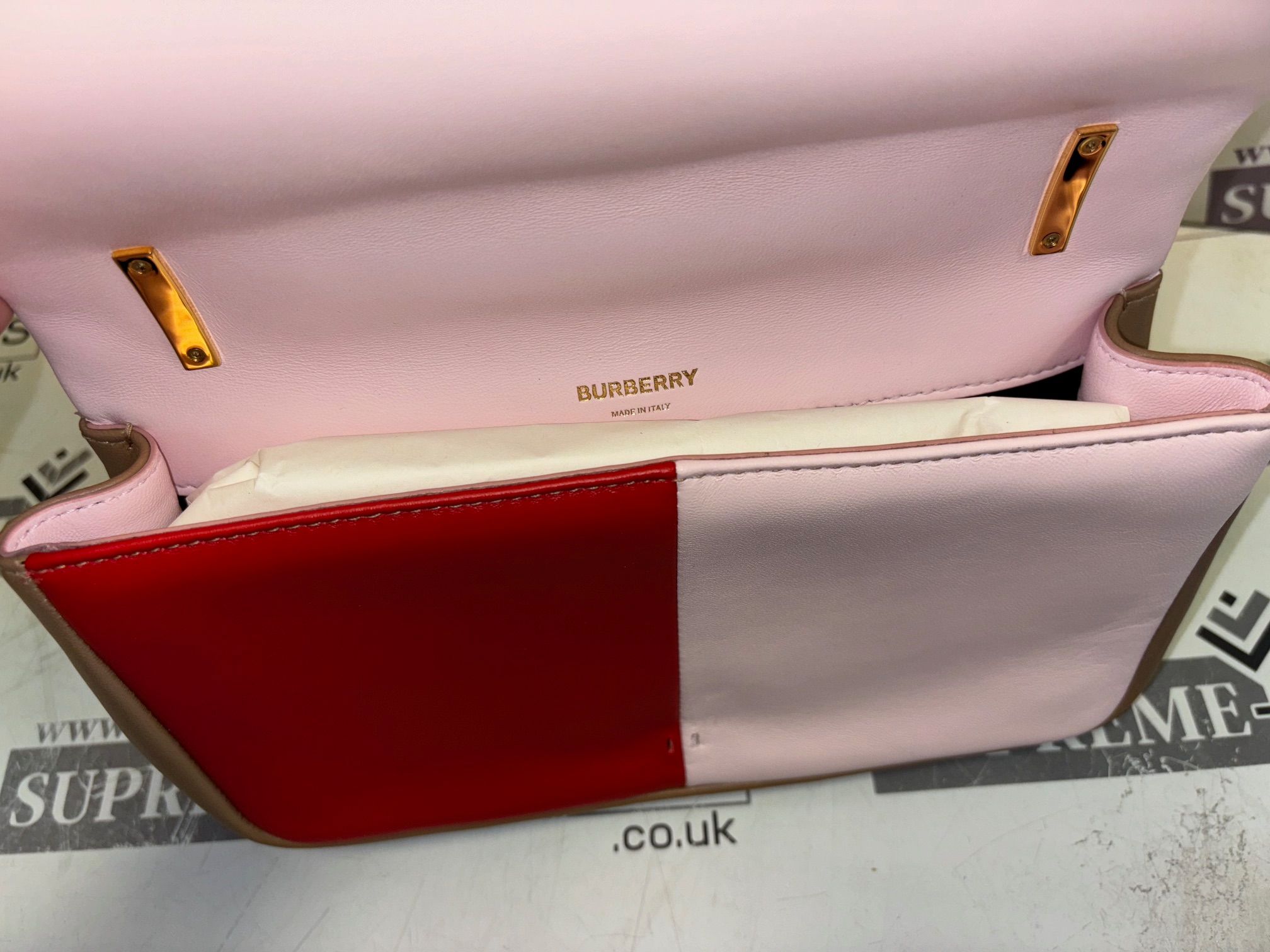 Genuine Burberry Quilted Tri-Tone Lola Bag- Red/Pink/Camel - Image 8 of 9