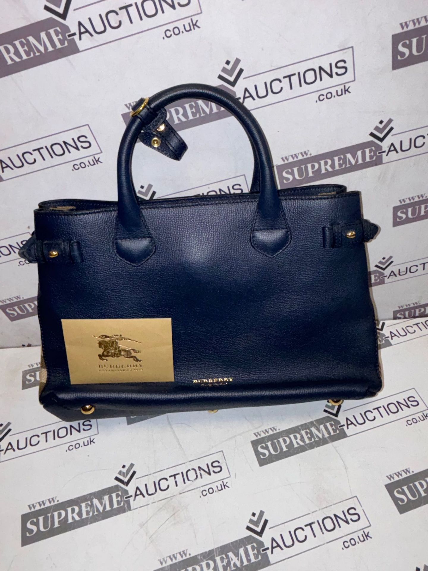 Genuine Burberry banner leather handbag Navy. (strap not included) - Image 12 of 12